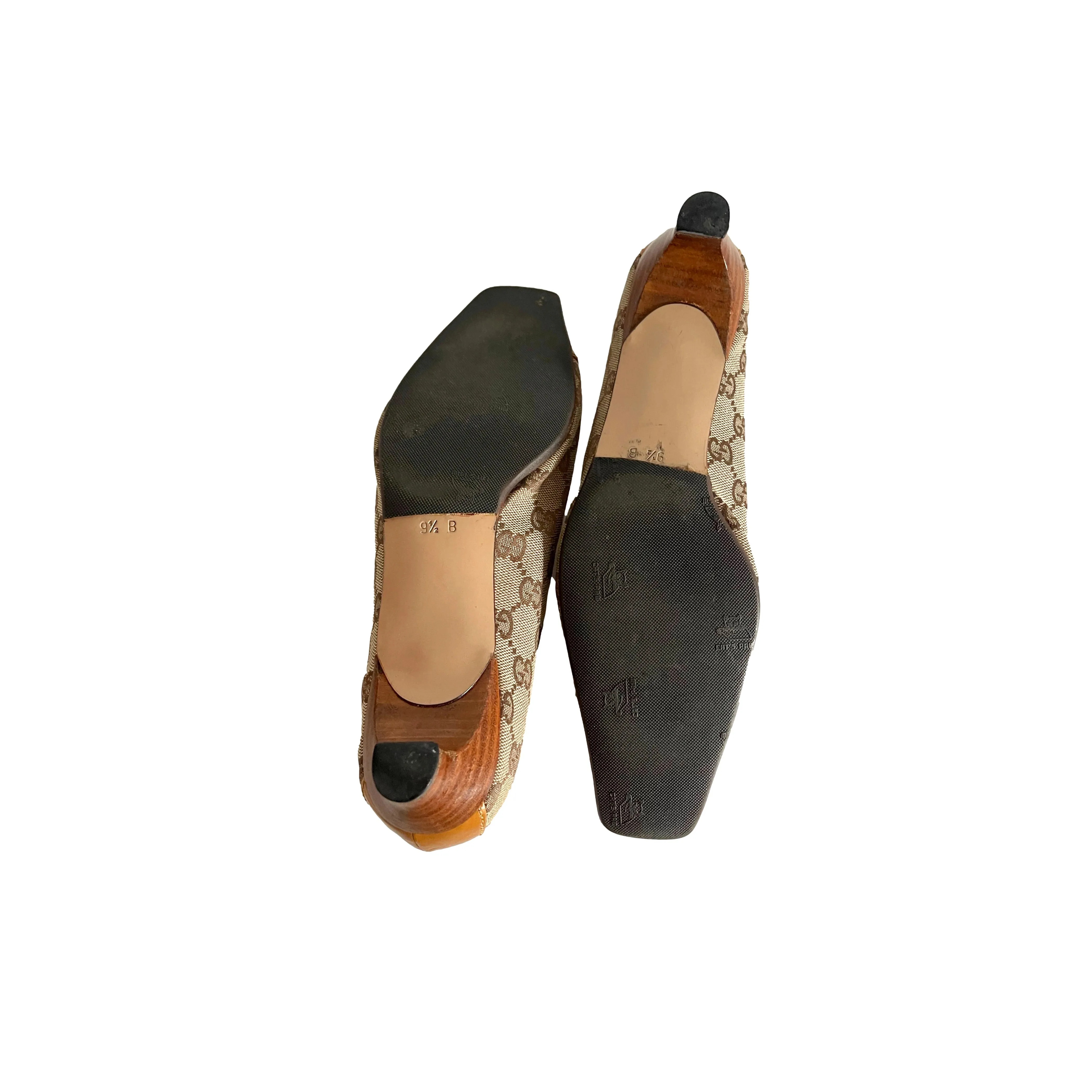 Gucci Tan Monogram Kitten Heels