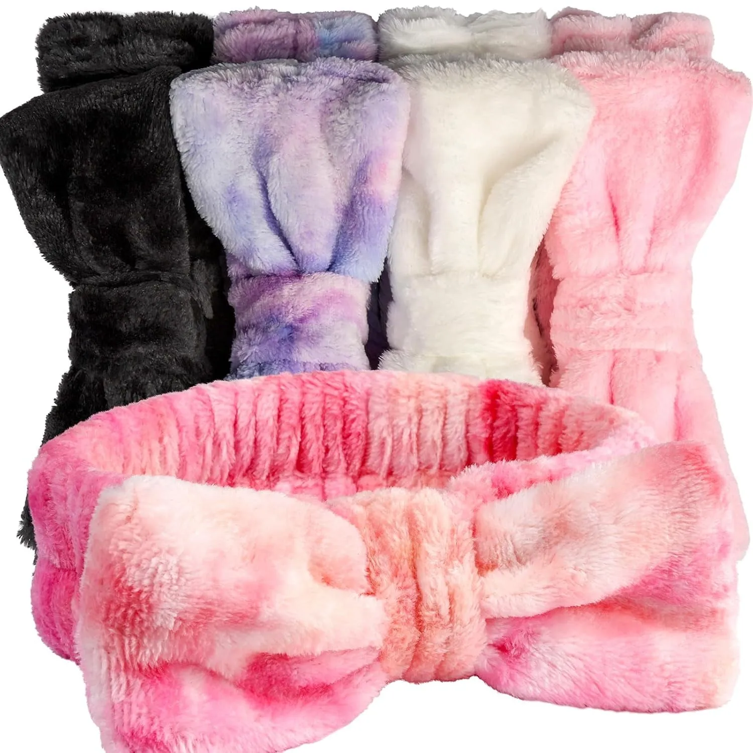 Hairband, 5Pcs Makeup Headband with Removable Bow, Spa Headband for Washing Face, Makeup, Shower, Microfiber Headband for Girls Women Gift