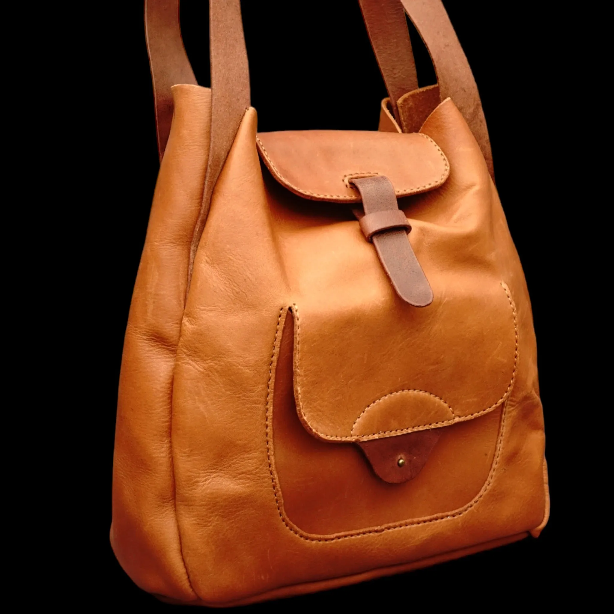 Handmade Brandy Leather Tote Shoulder Handbag