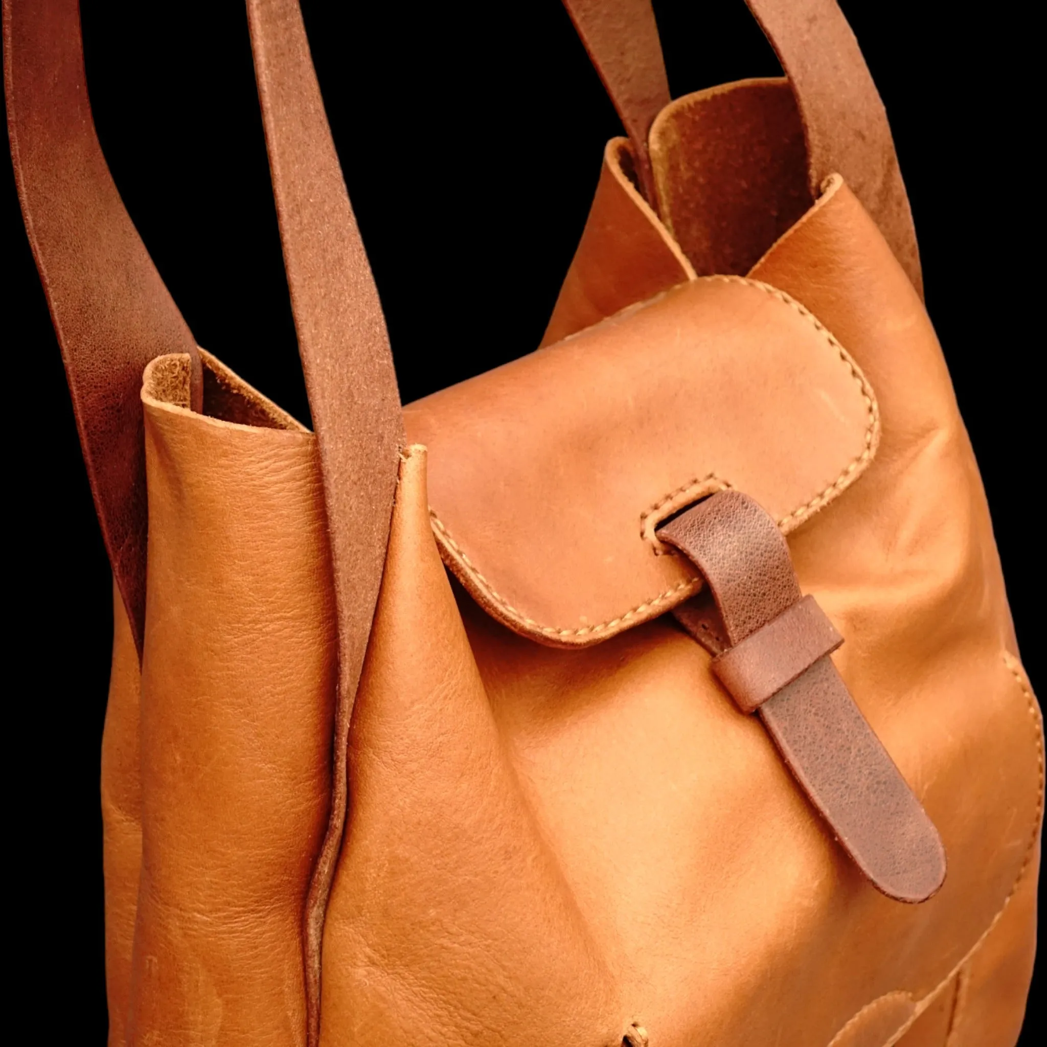 Handmade Brandy Leather Tote Shoulder Handbag