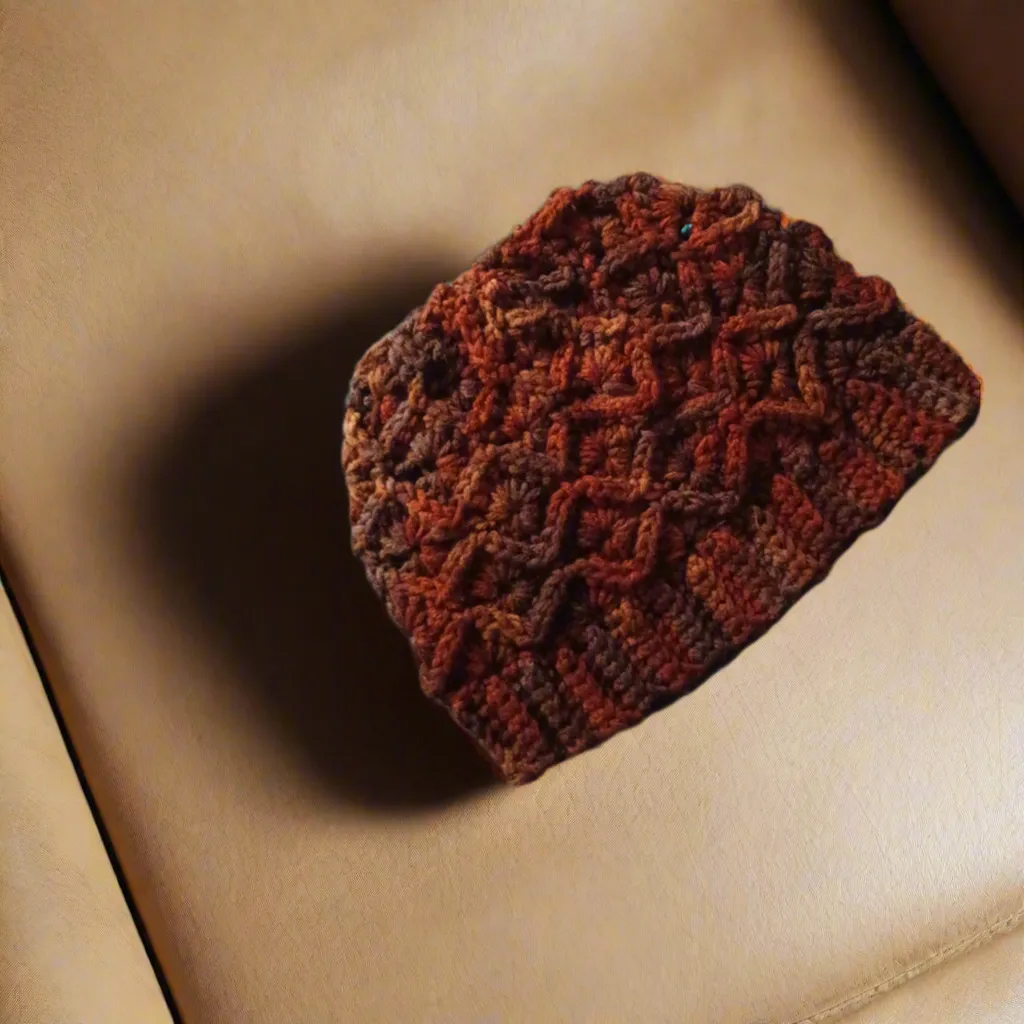 Handmade Variegated Dark Brown Crocheted Winter Beanie Hat