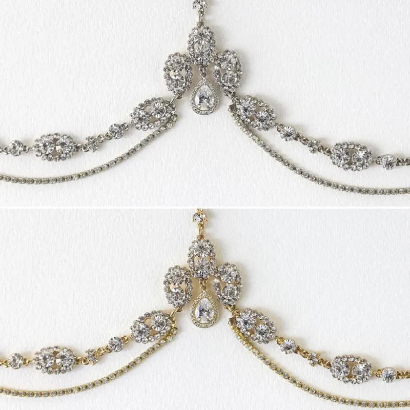 Head Chain Crystal Tiara Gold Silver Jewelry for Women Bridal Accessory