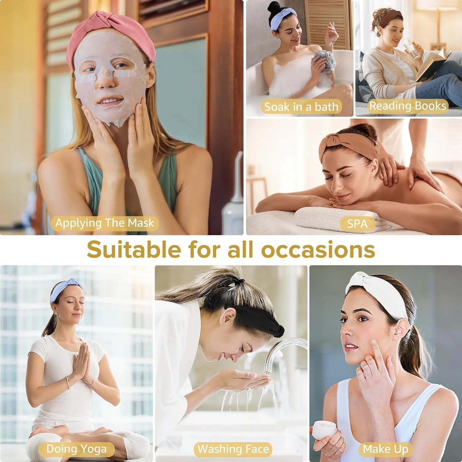 Headbands for Women Girls - 6PCS Stylish Top Knotted Headbands - Knotted Headband for Women - Head Bands Wide Hairband Hair Accessories