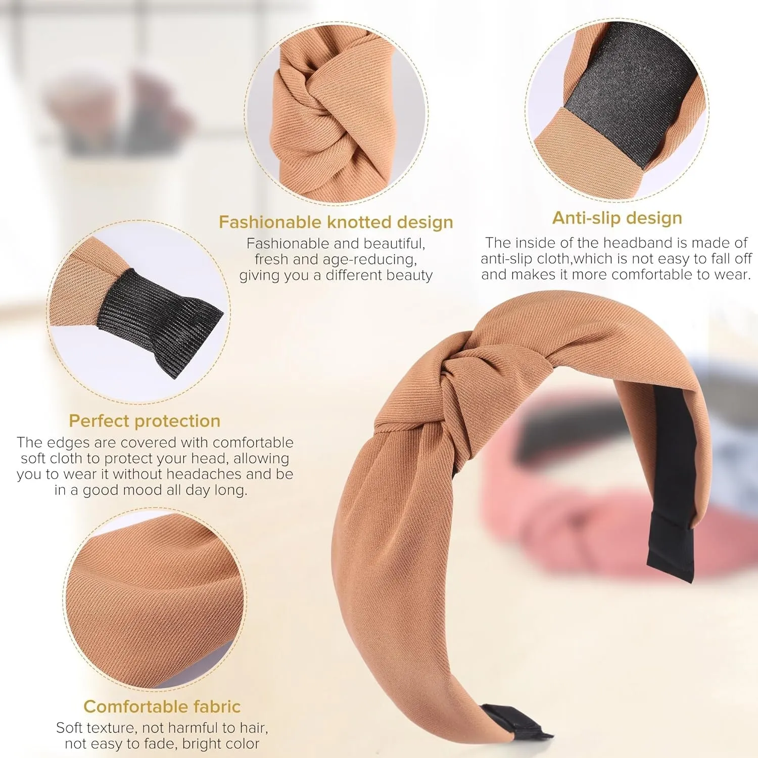Headbands for Women Girls - 6PCS Stylish Top Knotted Headbands - Knotted Headband for Women - Head Bands Wide Hairband Hair Accessories