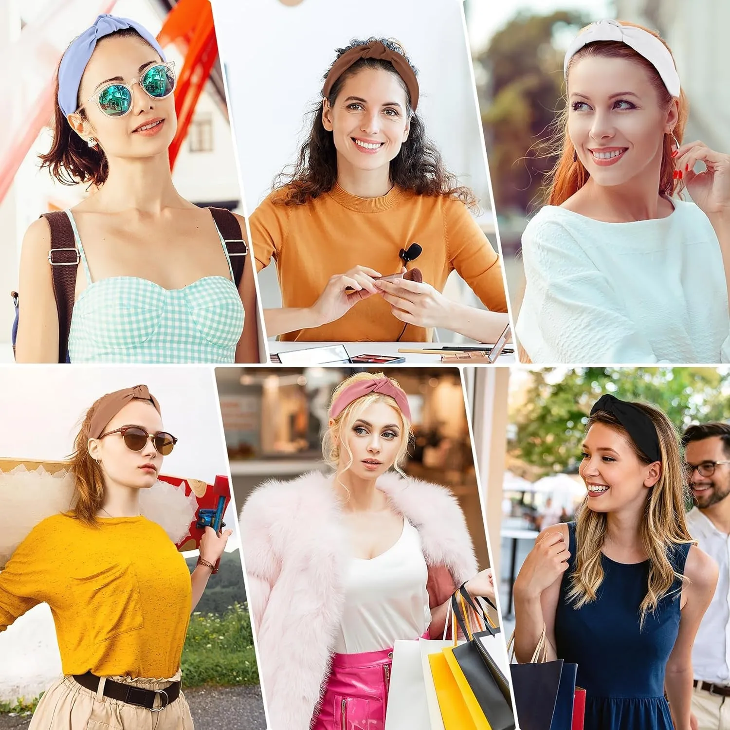 Headbands for Women Girls - 6PCS Stylish Top Knotted Headbands - Knotted Headband for Women - Head Bands Wide Hairband Hair Accessories