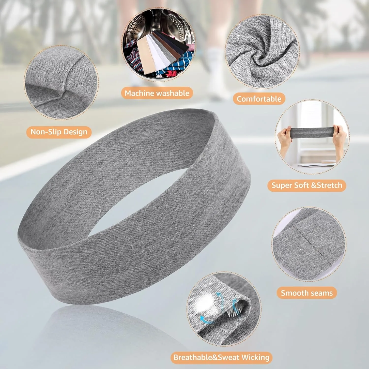 Headbands for Women Non Slip - 7PCS Fashion Sports Hair Bands for Women'S Hair, Soft Cotton Cloth Stretchy Headbands for Women for Workout Yoga Running