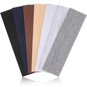 Headbands for Women Non Slip - 7PCS Fashion Sports Hair Bands for Women'S Hair, Soft Cotton Cloth Stretchy Headbands for Women for Workout Yoga Running