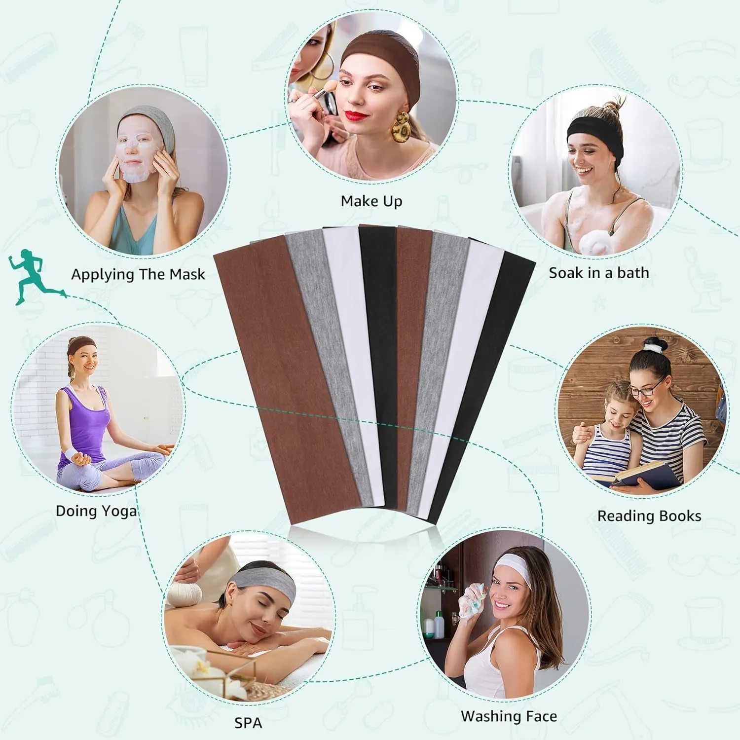 Headbands for Women Non Slip - Stylish Sports Hair Bands for Women'S Hair - Soft Cotton Cloth Stretchy Headbands for Women for Yoga, Outdoor Exercise Running