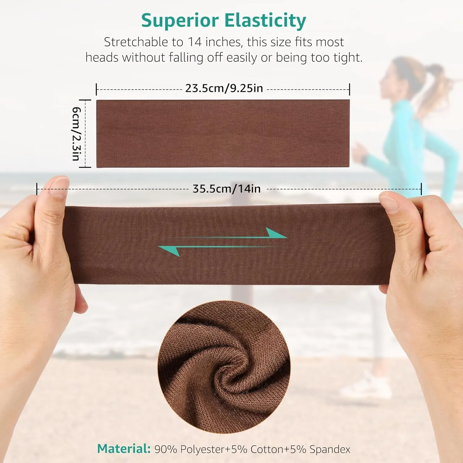 Headbands for Women Non Slip - Stylish Sports Hair Bands for Women'S Hair - Soft Cotton Cloth Stretchy Headbands for Women for Yoga, Outdoor Exercise Running