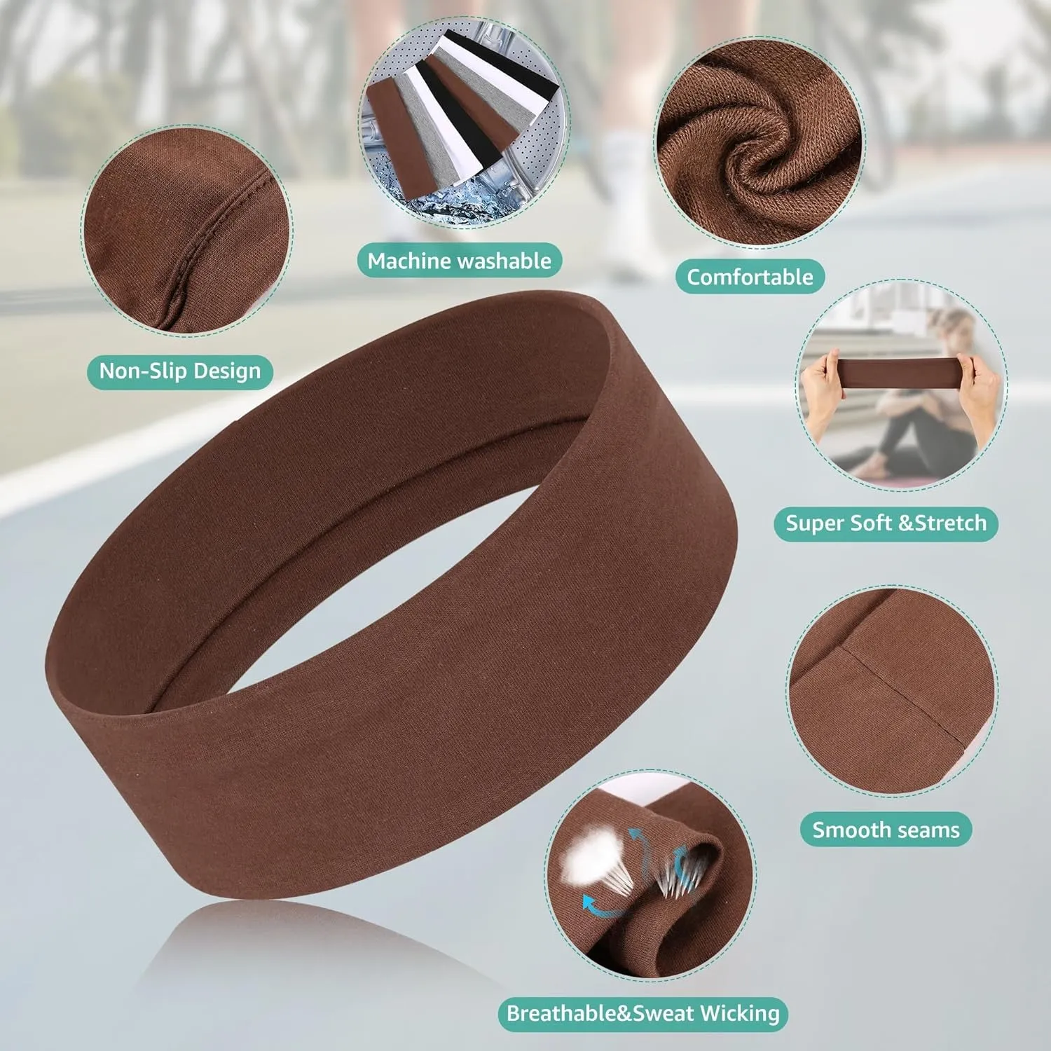 Headbands for Women Non Slip - Stylish Sports Hair Bands for Women'S Hair - Soft Cotton Cloth Stretchy Headbands for Women for Yoga, Outdoor Exercise Running