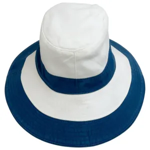 Hermes White / Blue Cotton Bucket Hat