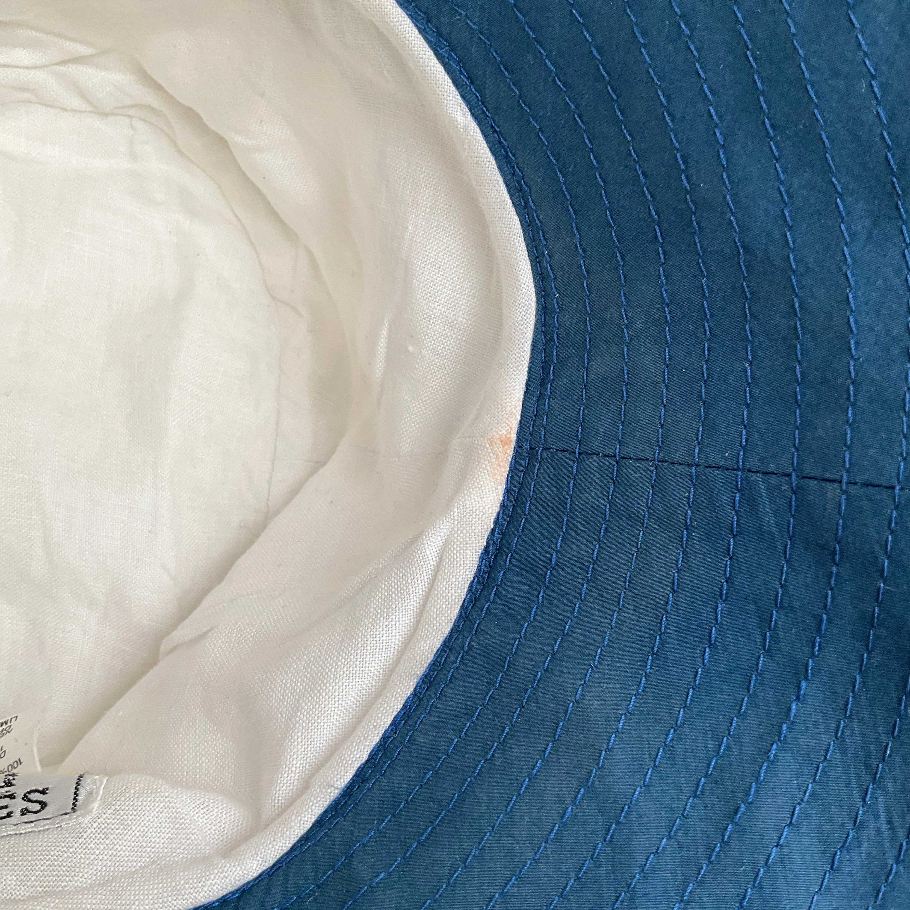 Hermes White / Blue Cotton Bucket Hat