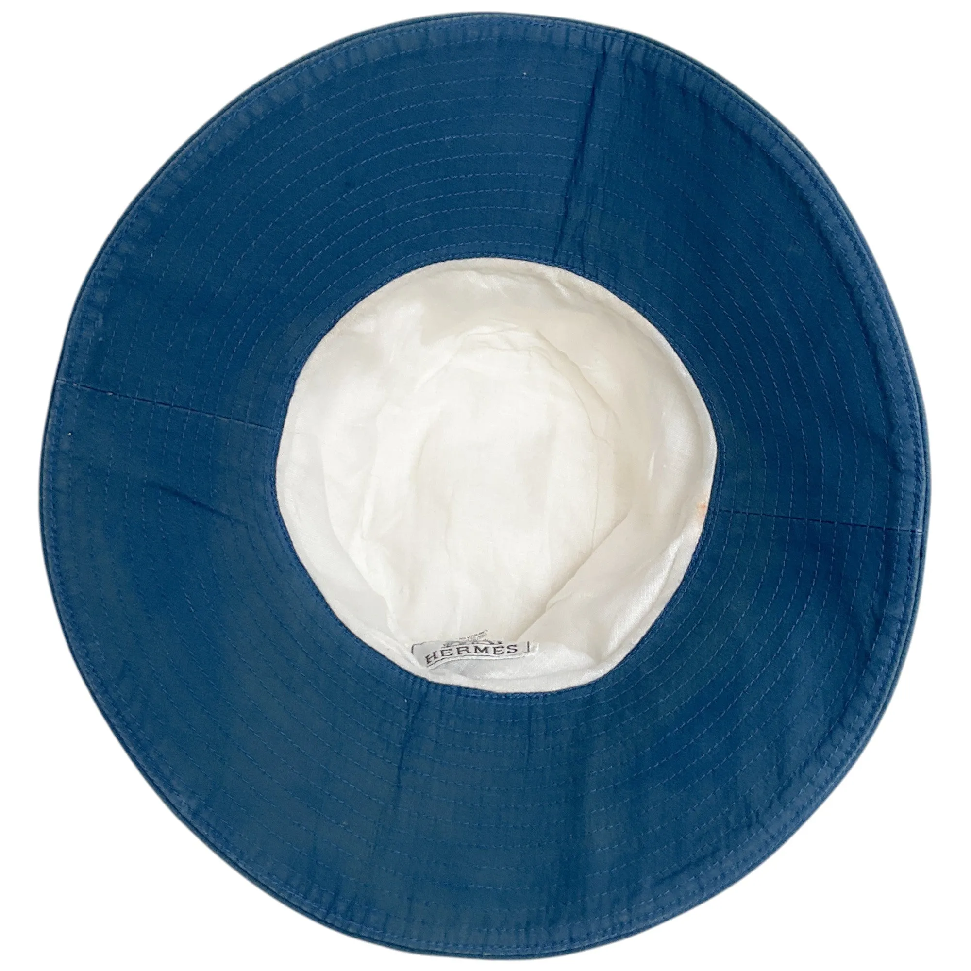 Hermes White / Blue Cotton Bucket Hat