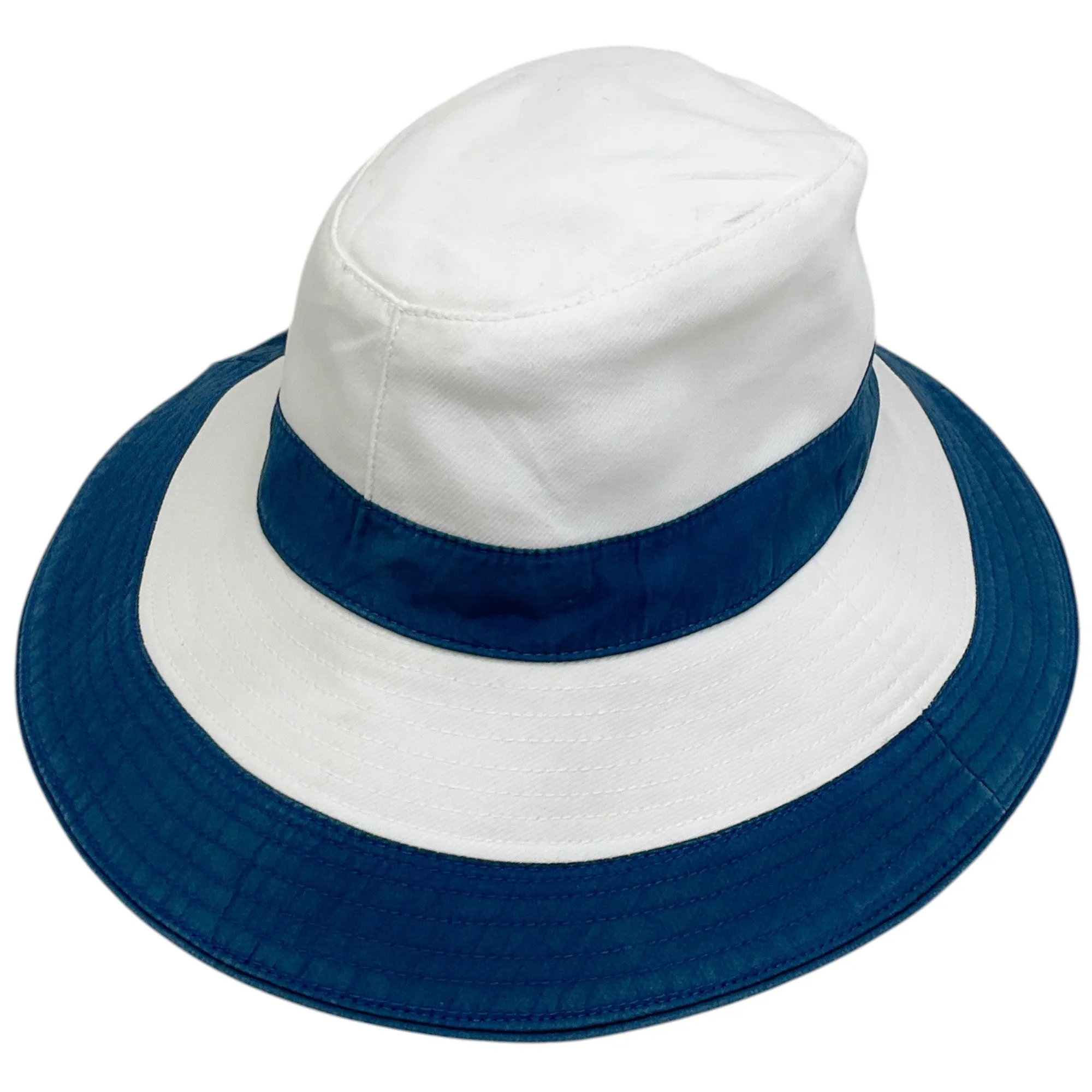 Hermes White / Blue Cotton Bucket Hat