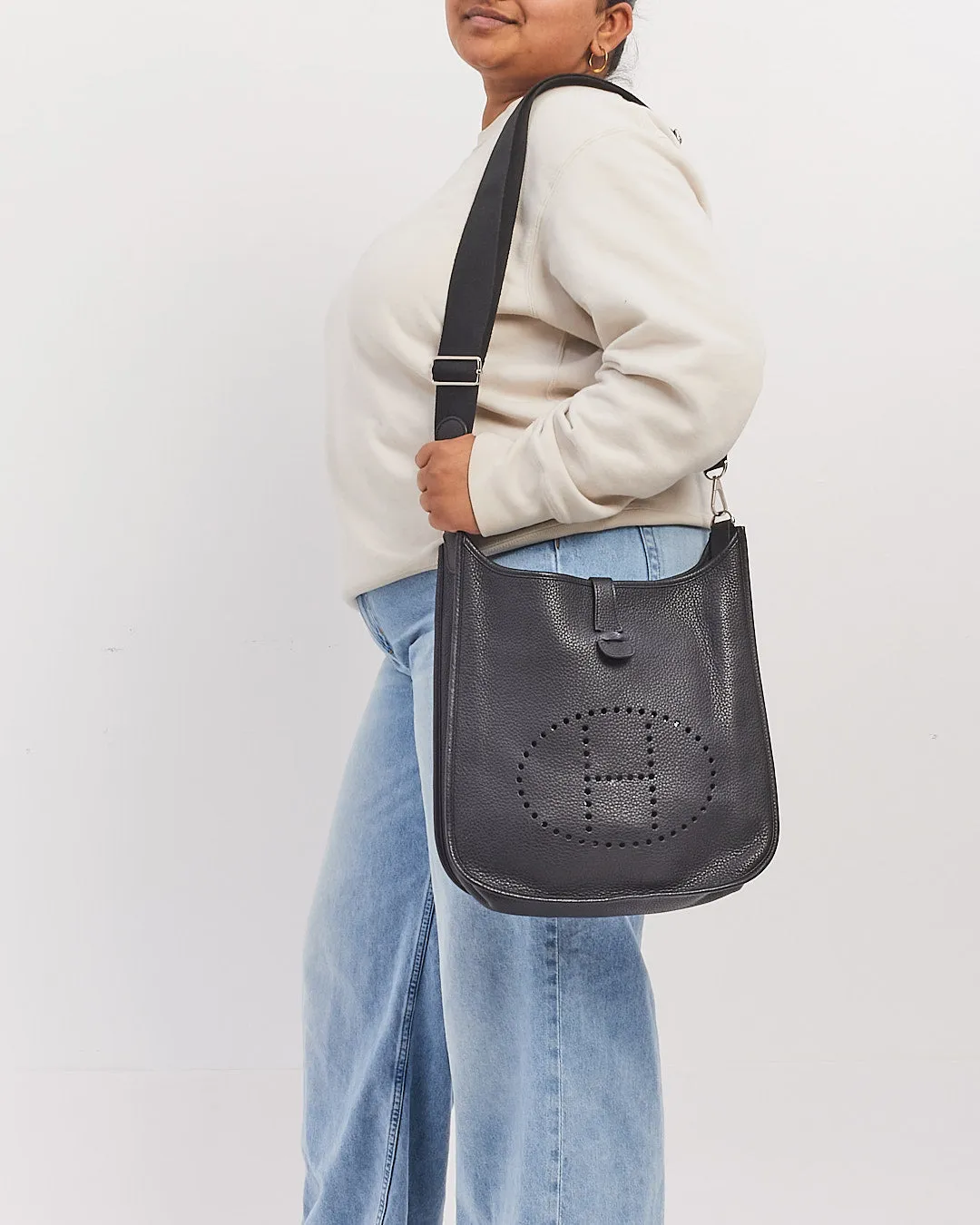 Hermès Black Clémence Leather Evelyne III GM Bag