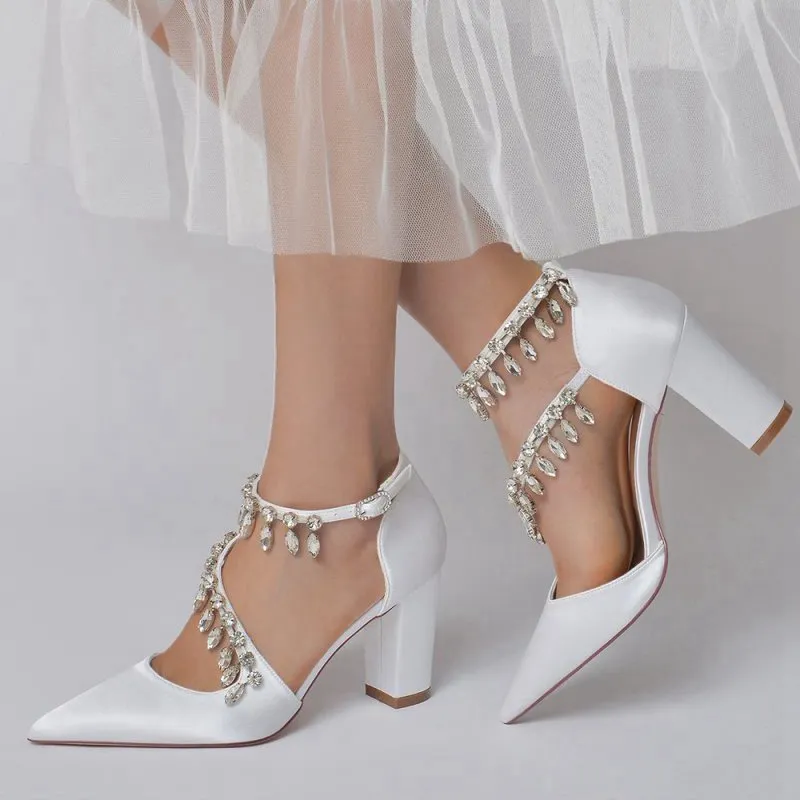 High Heels with Chain and Crystal Accent