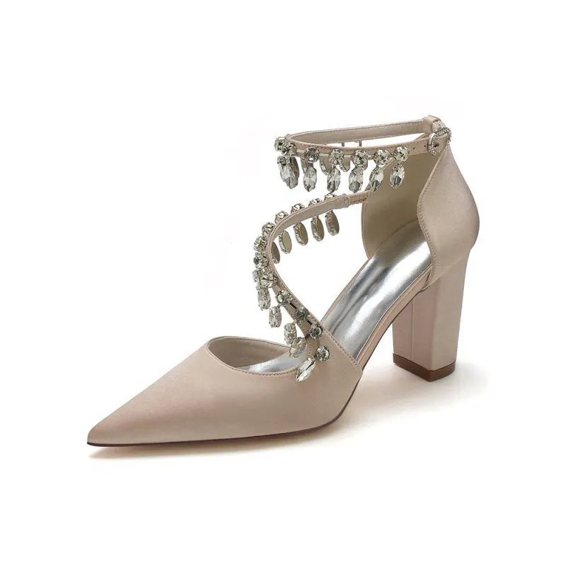 High Heels with Chain and Crystal Accent