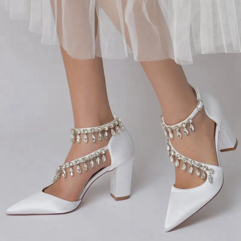 High Heels with Chain and Crystal Accent