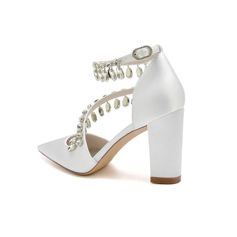 High Heels with Chain and Crystal Accent