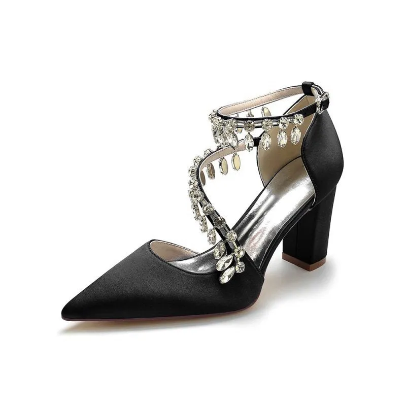 High Heels with Chain and Crystal Accent