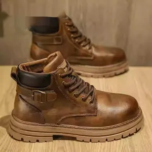 High Top British Style Retro Biker's Leather Boots