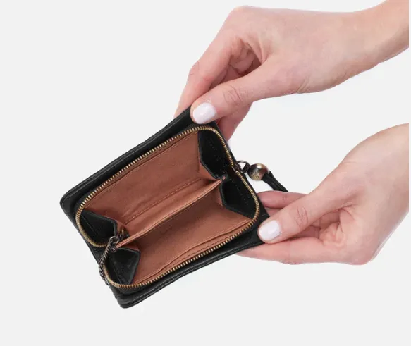 HOBO Eliza Small Zip Around Card Case - Weave Deboss Leather - Black - FINAL SALE