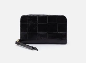 HOBO Eliza Small Zip Around Card Case - Weave Deboss Leather - Black - FINAL SALE