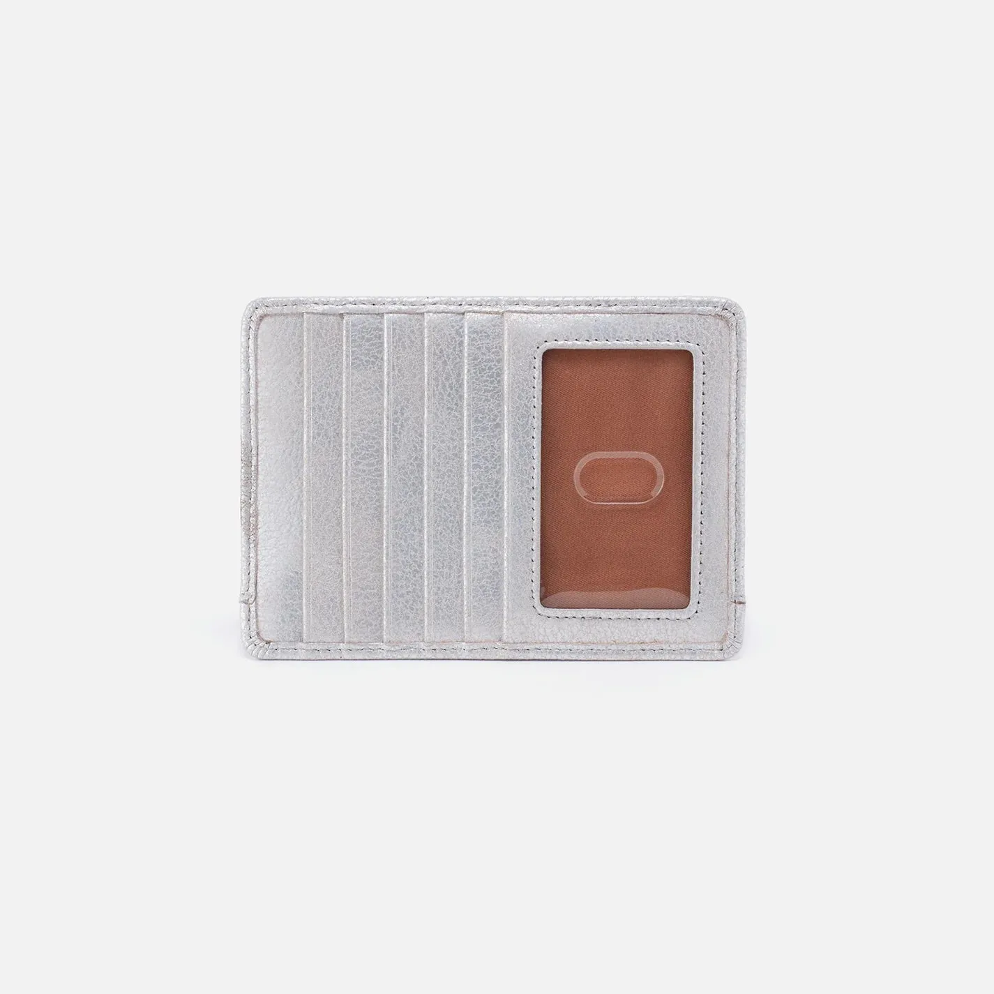 HOBO Euro Slide Card Case - Metallic Leather - Silver