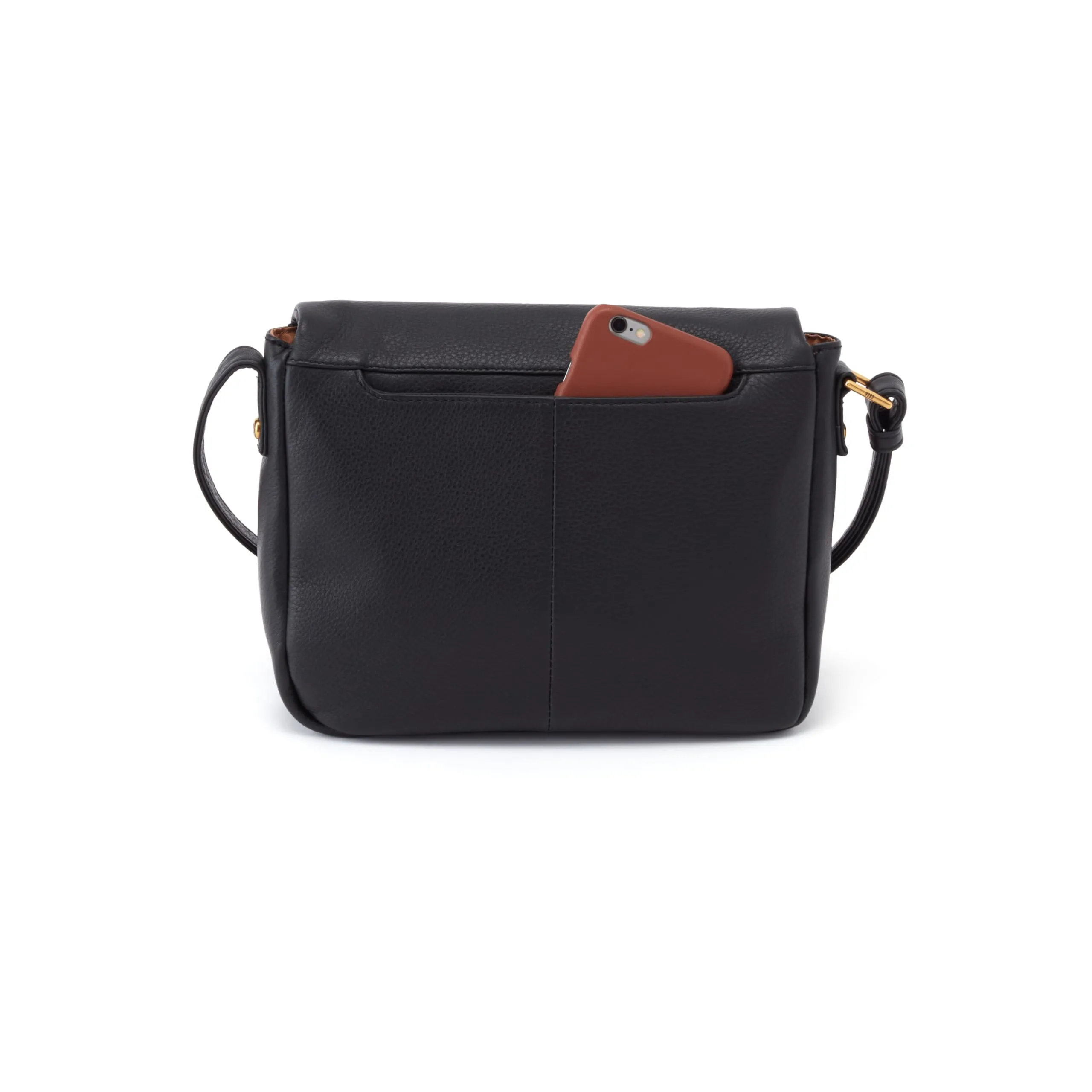 HOBO Fern Leather Messenger Crossbody Bag with Two Interior Compartments, an Adjustable Strap, Zip Security, and Unique Hidden Magnet Flap Closure, Black