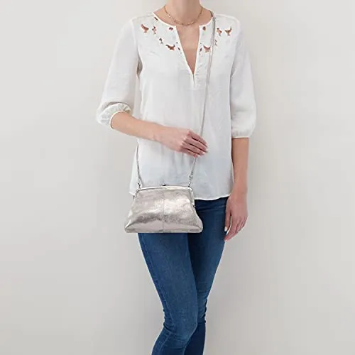 HOBO Lana Shoulder Bag For Women - Snap Top Closure With Interior Pockets and Polyester Lining, Gorgeous and Practical Bag Distressed Platinum One Size One Size