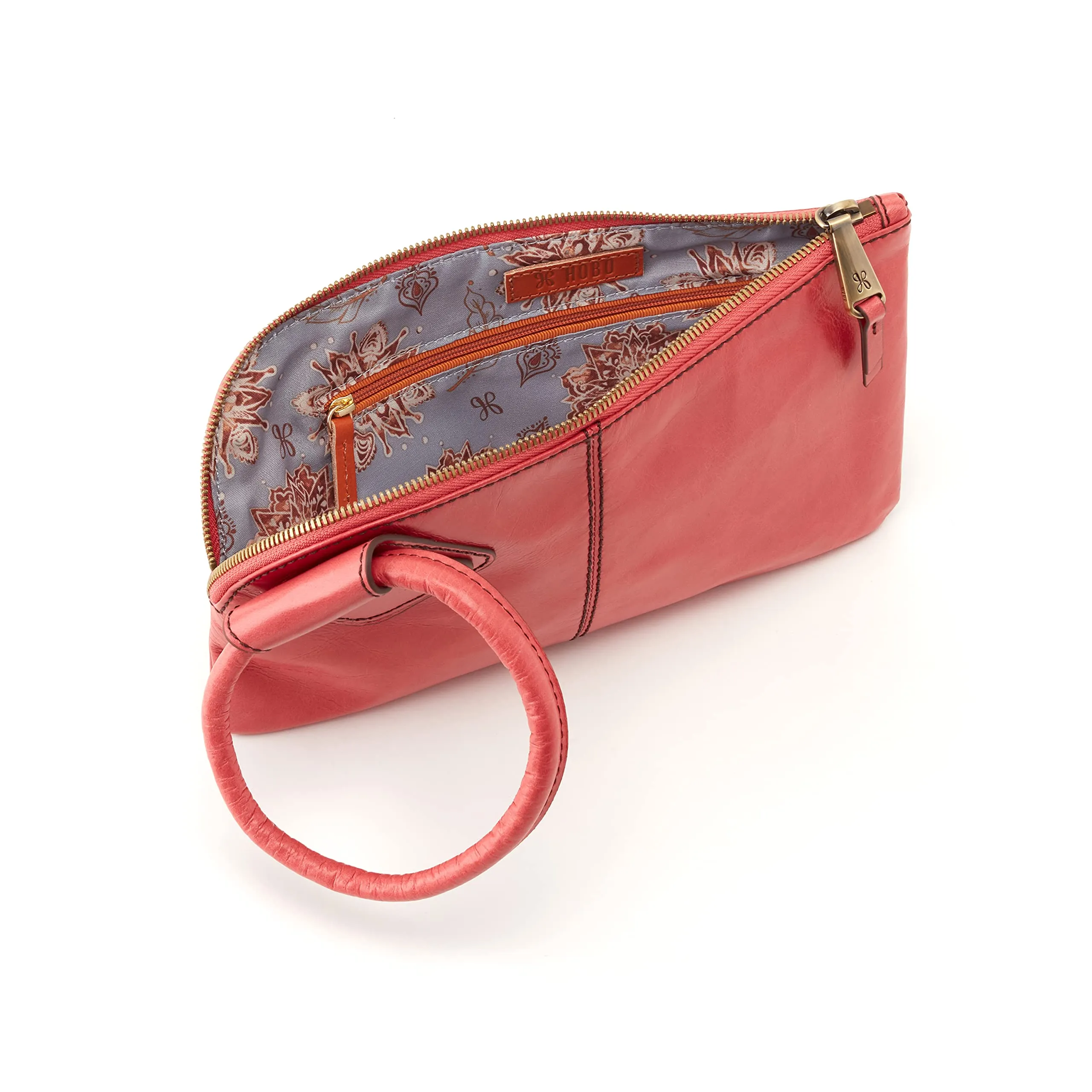 HOBO Sable Wristlet Pouch For Women - Tumbled Leather Construction With Circular Wrist Strap, Handy and Compact Pouch Tea Rose One Size One Size