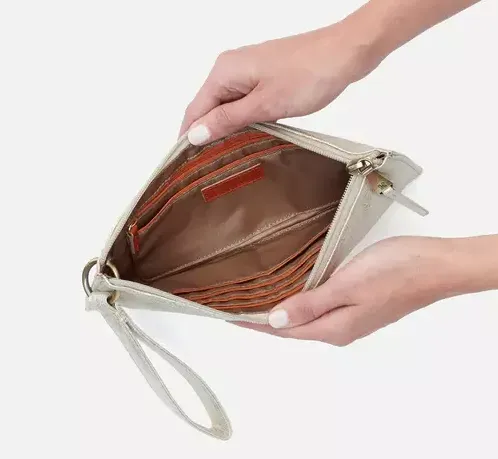 Hobo Vida Wristlet - Pearled Silver Metallic