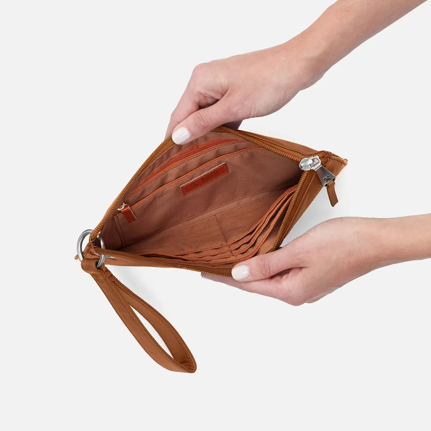 HOBO- Vida Wristlet Polished Leather Truffle