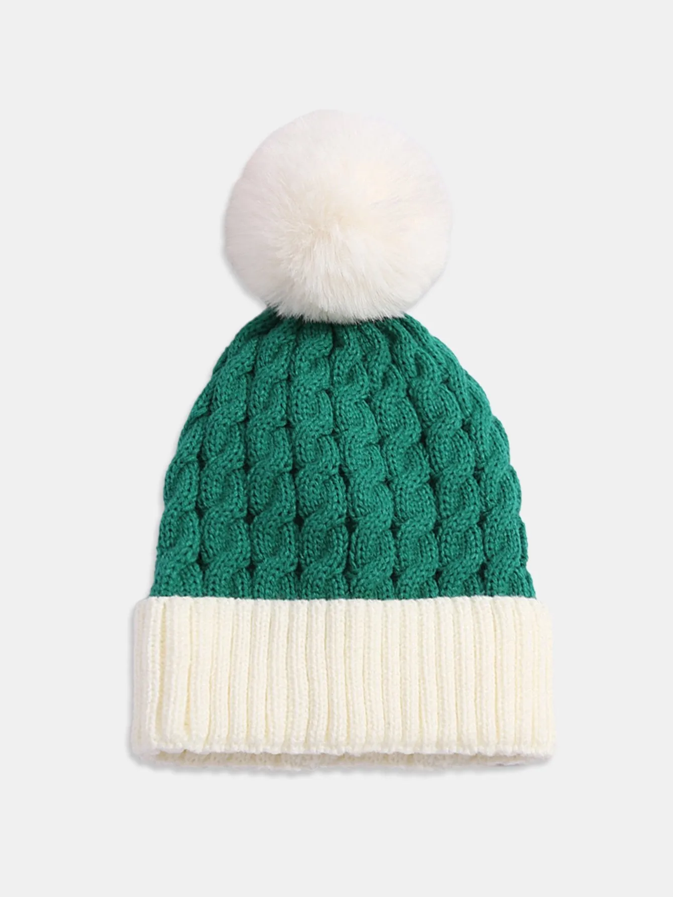 Jacquard Knit Beanie Hat dengan Pom Pom