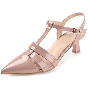 Journee Womens Jazlynn Buckle Kitten Heel Pointed Toe Pumps Blush