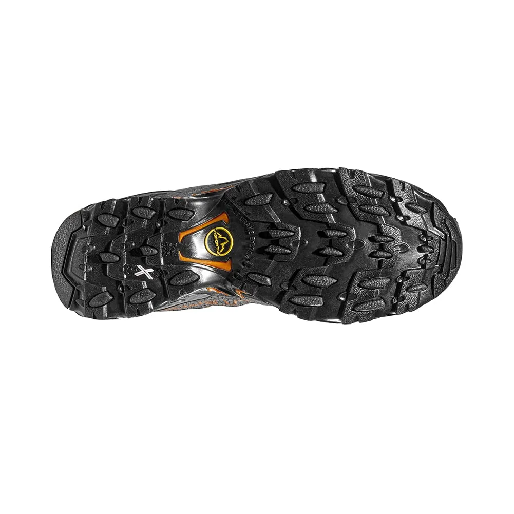 La Sportiva Mens Ultra Raptor II Mid GTX Hiking Shoe, Carbon/Hawaiian Sun, 6
