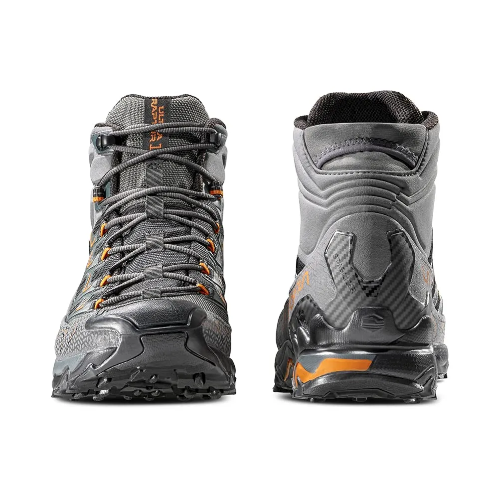 La Sportiva Mens Ultra Raptor II Mid GTX Hiking Shoe, Carbon/Hawaiian Sun, 6