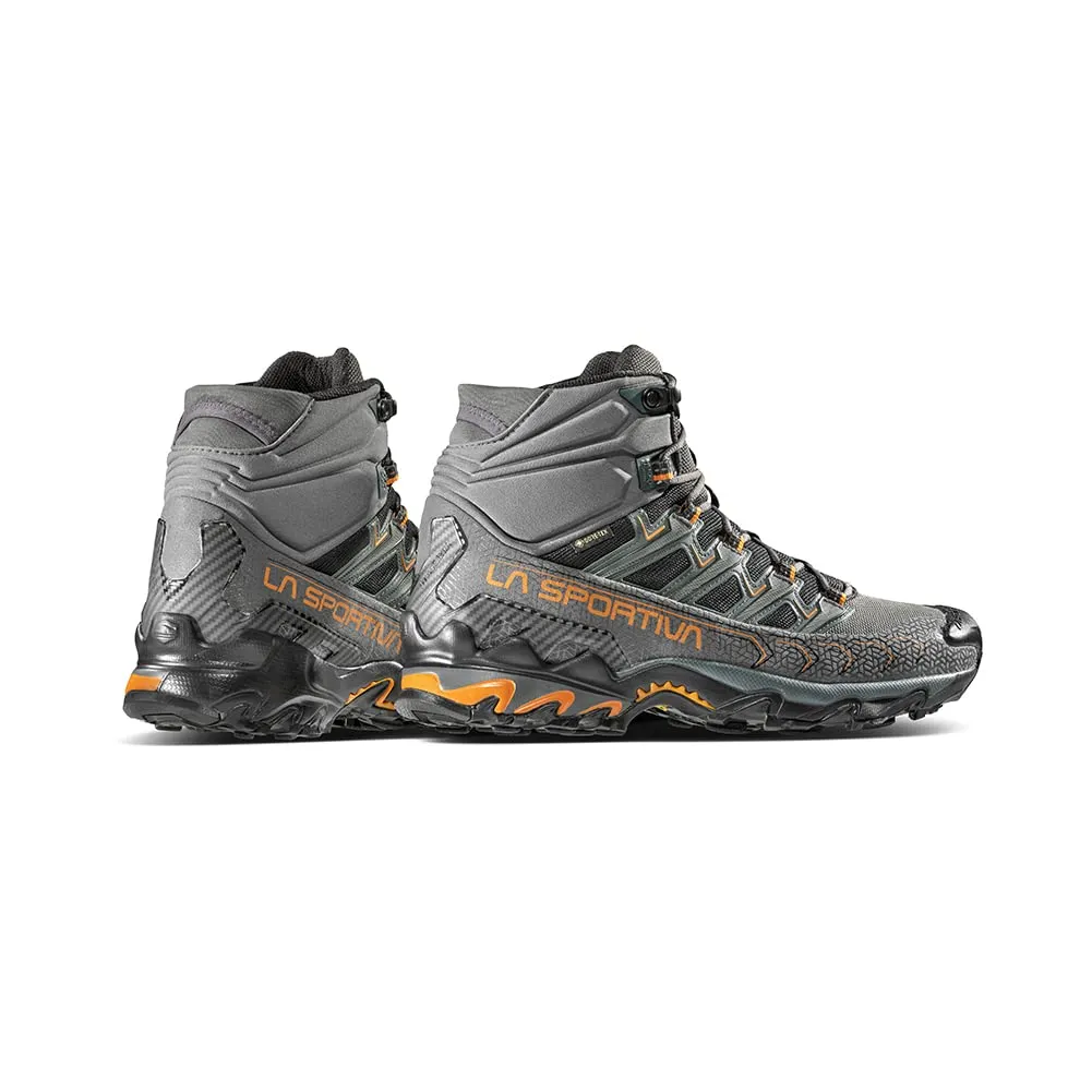 La Sportiva Mens Ultra Raptor II Mid GTX Hiking Shoe, Carbon/Hawaiian Sun, 6