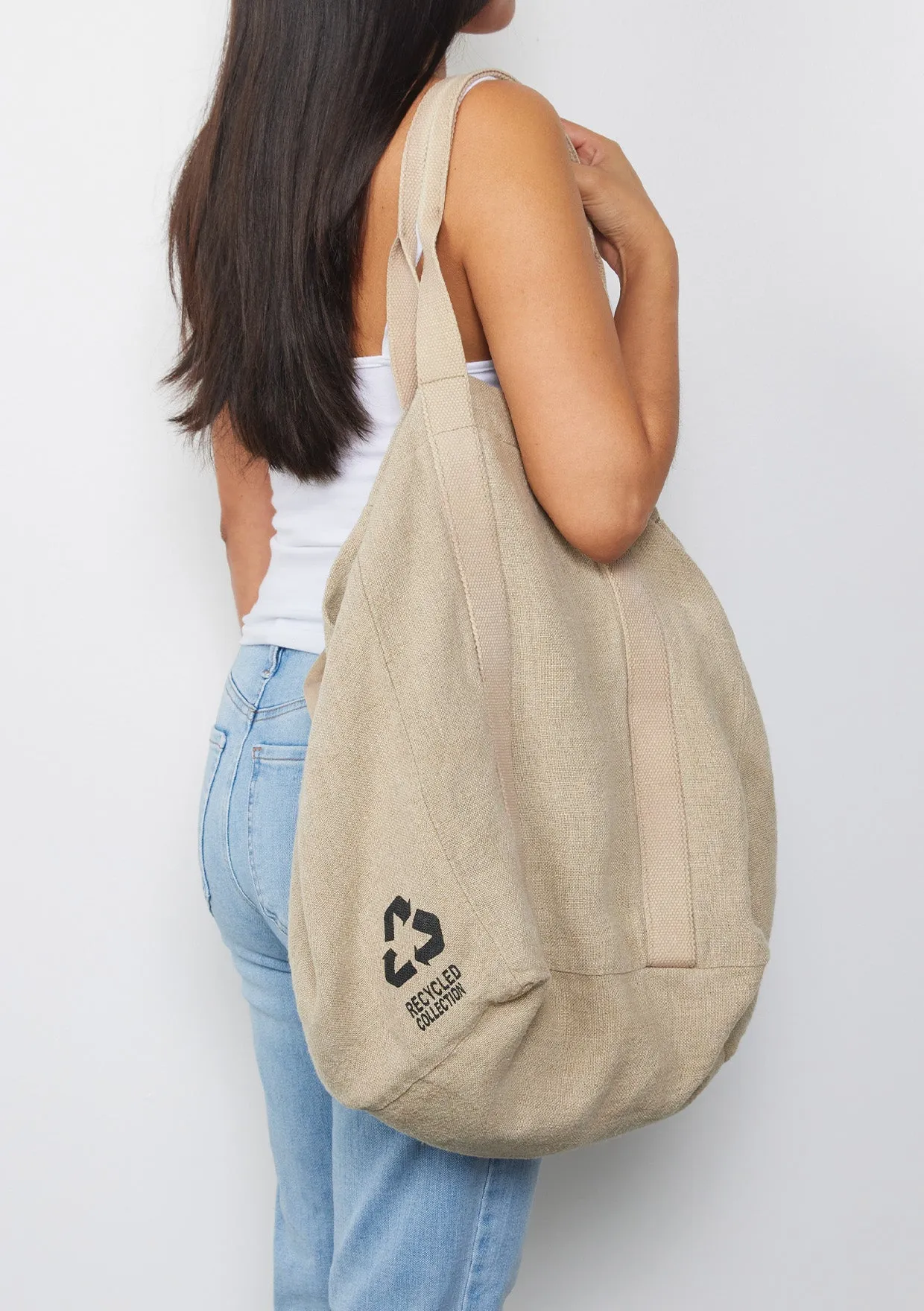Large Reversible Navy Plaid Shopper Tote Bag