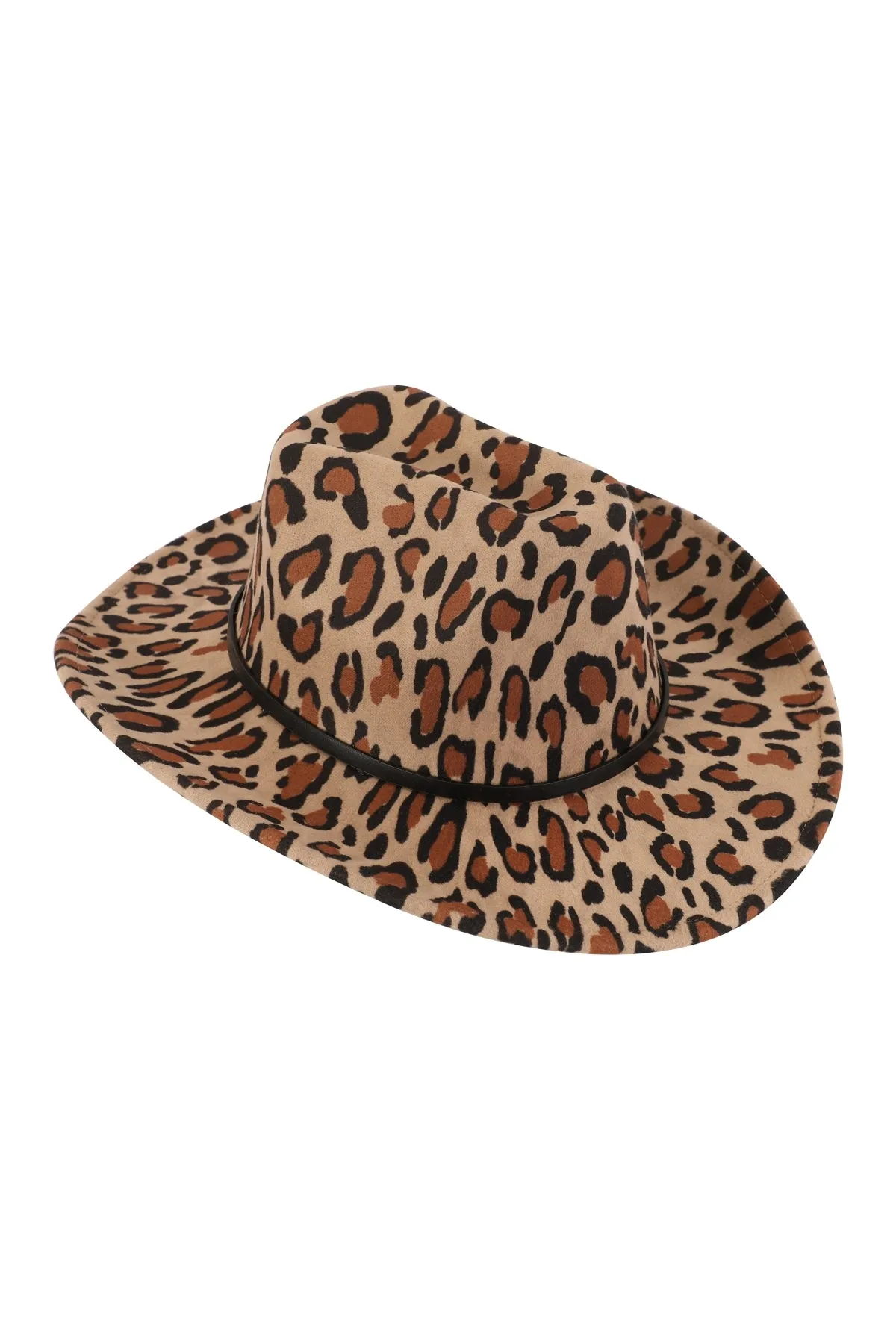Leopard Print Fedora Hat with Leather Band Brown - Pack of 6