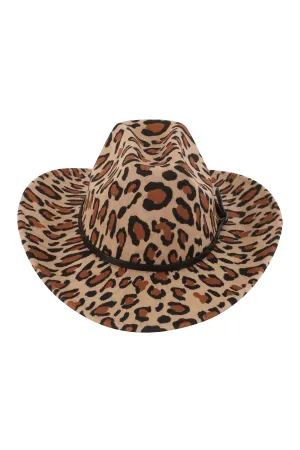 Leopard Print Fedora Hat with Leather Band Brown - Pack of 6