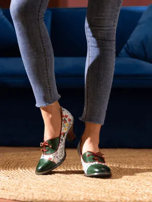 Lily Floral Kitten Heel Leather Pump