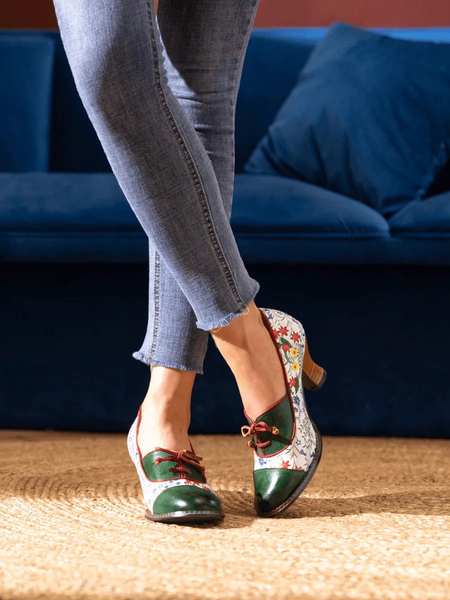 Lily Floral Kitten Heel Leather Pump