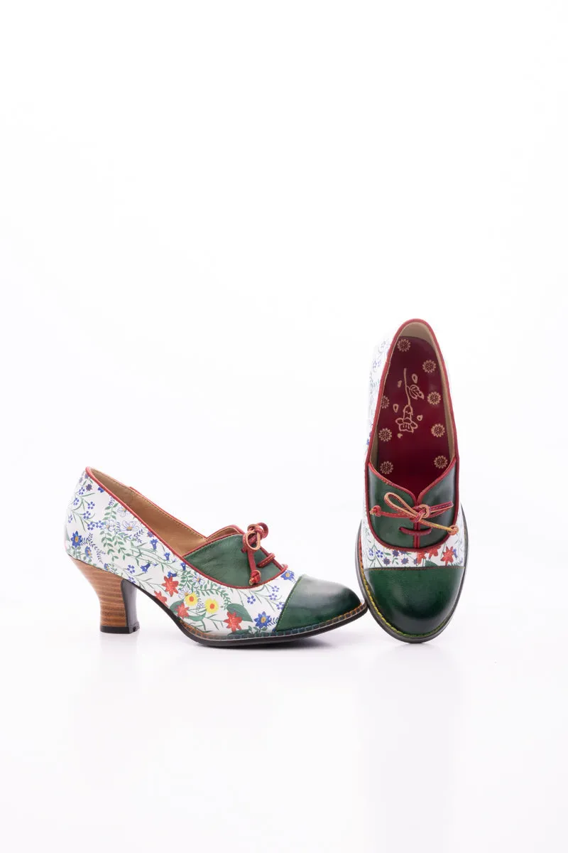 Lily Floral Kitten Heel Leather Pump
