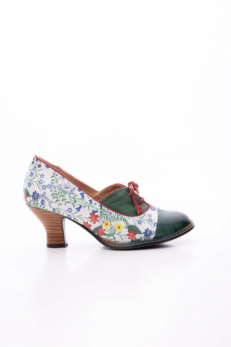 Lily Floral Kitten Heel Leather Pump