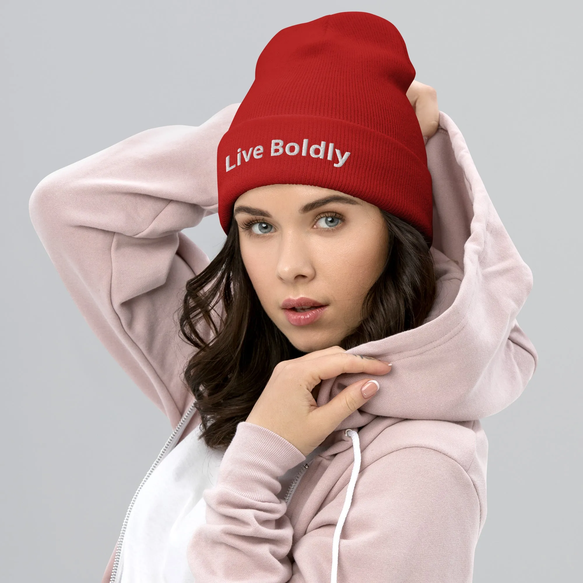 Live Boldly Stylish Cuffed Beanie By Totally Bri