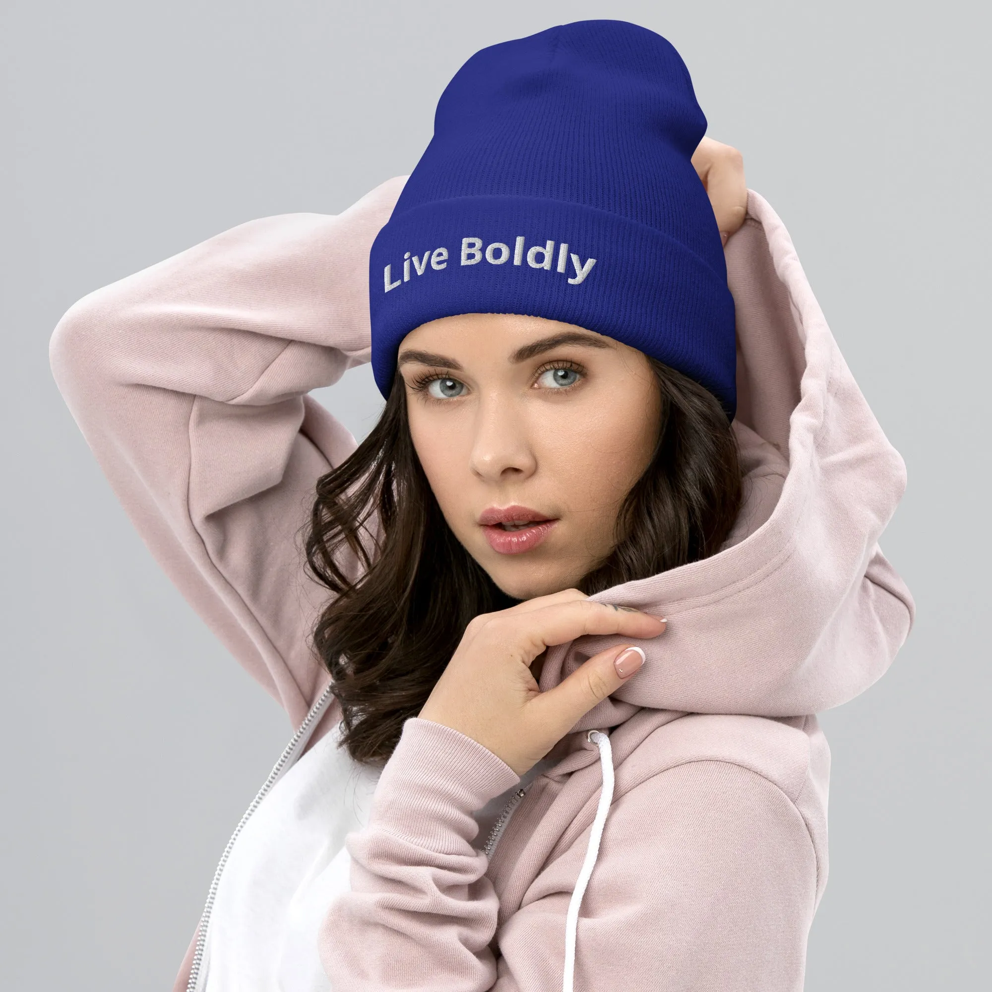 Live Boldly Stylish Cuffed Beanie By Totally Bri