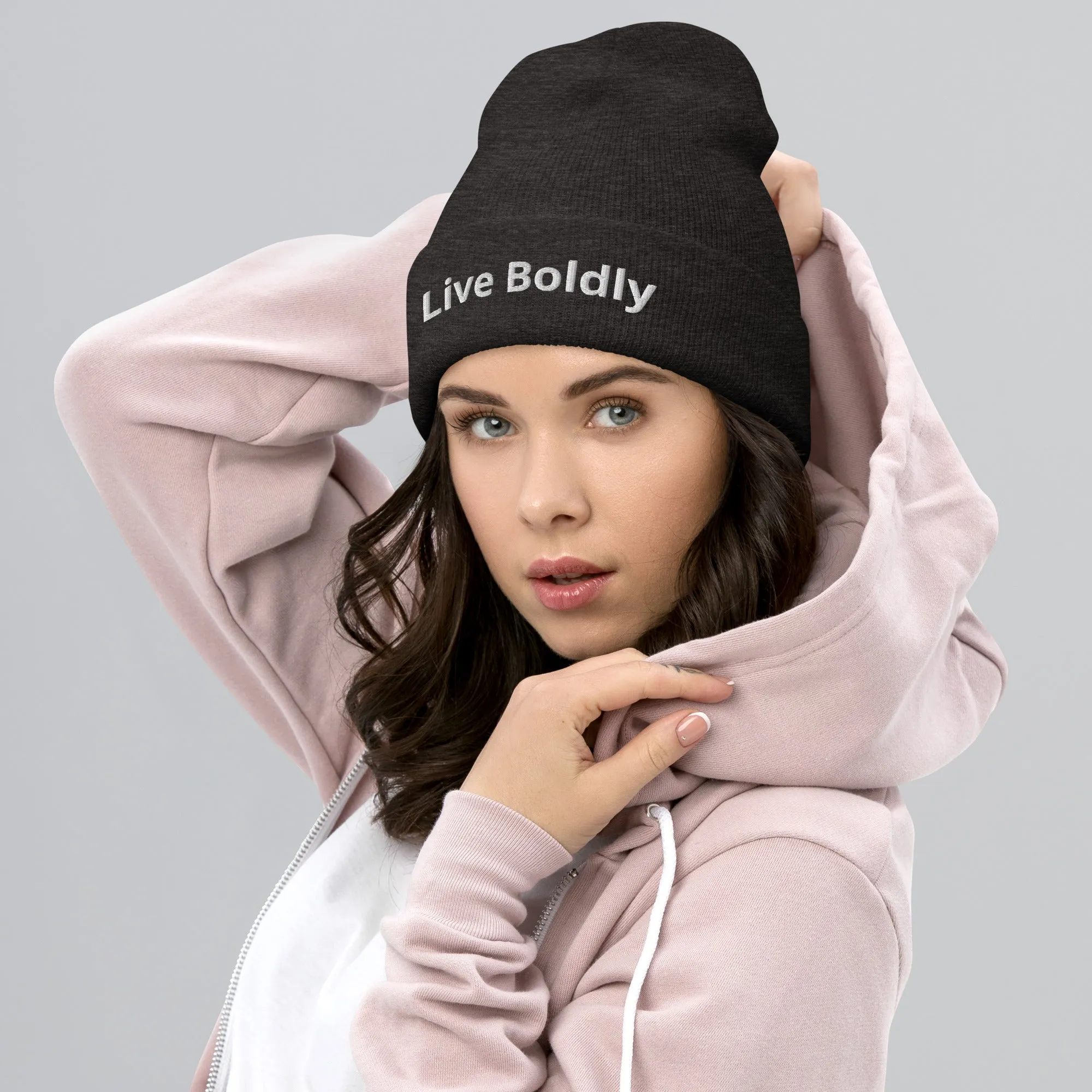 Live Boldly Stylish Cuffed Beanie By Totally Bri