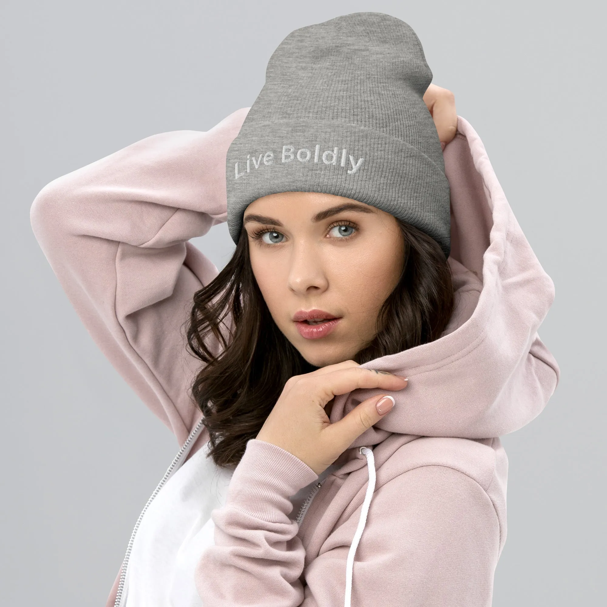 Live Boldly Stylish Cuffed Beanie By Totally Bri