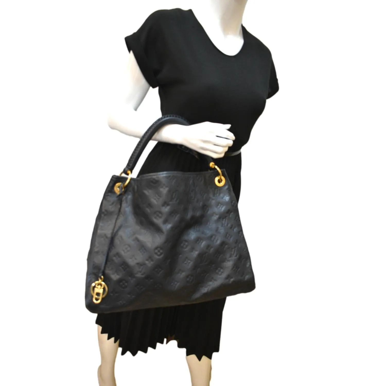 LOUIS VUITTON Artsy MM Empreinte Leather Hobo Bag Black